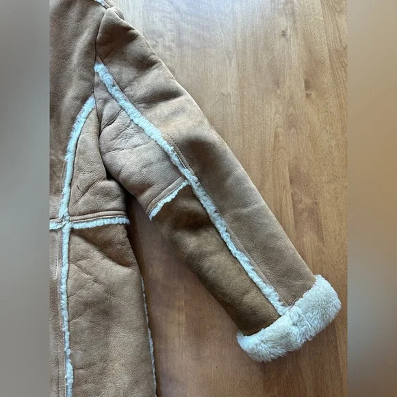 Men's Shearling Sheepskin Coat. Vintage Marlboro Man. Tan/Cream. Size XL - Picture 8 of 16